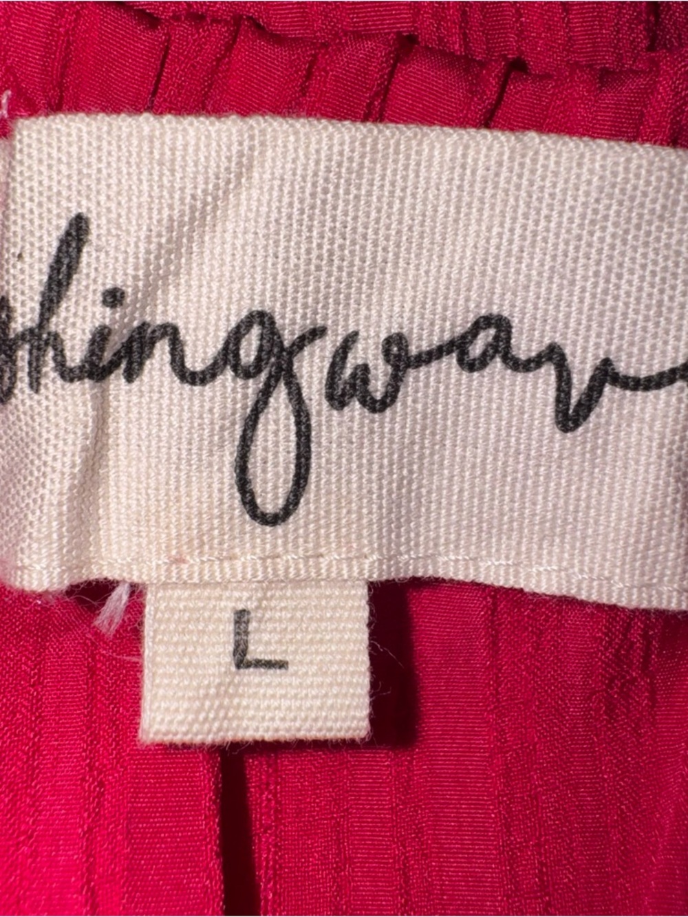 Hingewave Red Puff Sleeve Midi Dress Smocked Waist Cottagecore Romantic Size L - Picture 7 of 7